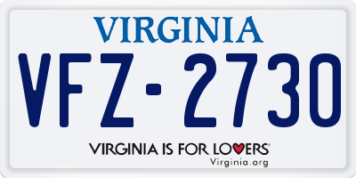 VA license plate VFZ2730