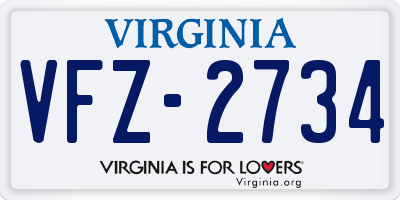 VA license plate VFZ2734