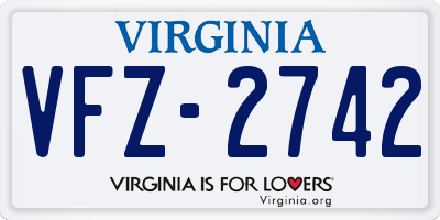 VA license plate VFZ2742