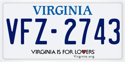 VA license plate VFZ2743