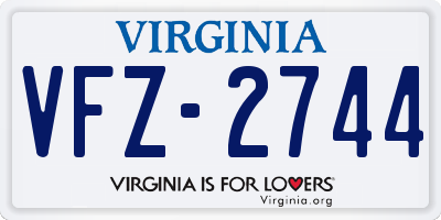 VA license plate VFZ2744