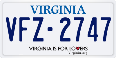VA license plate VFZ2747