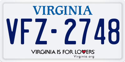 VA license plate VFZ2748