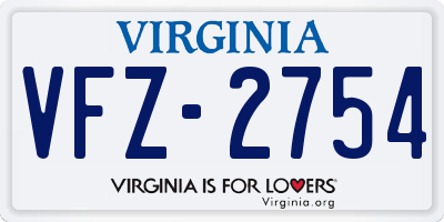 VA license plate VFZ2754