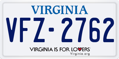 VA license plate VFZ2762