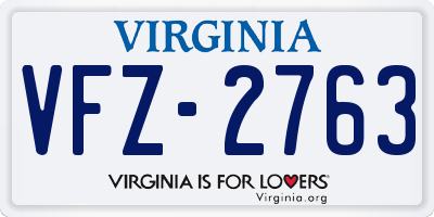 VA license plate VFZ2763