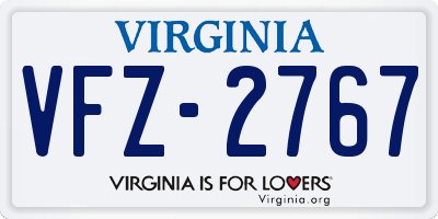 VA license plate VFZ2767