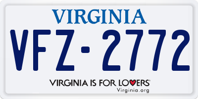 VA license plate VFZ2772