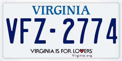 VA license plate VFZ2774