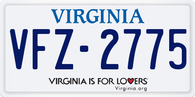 VA license plate VFZ2775