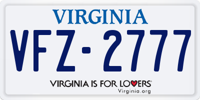 VA license plate VFZ2777