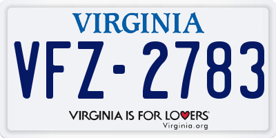 VA license plate VFZ2783