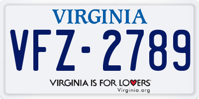 VA license plate VFZ2789