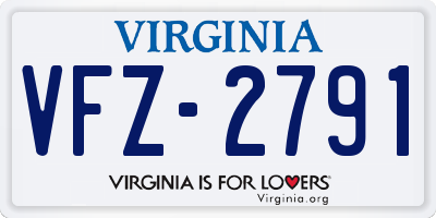 VA license plate VFZ2791