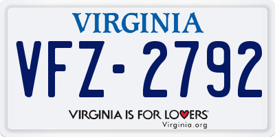 VA license plate VFZ2792