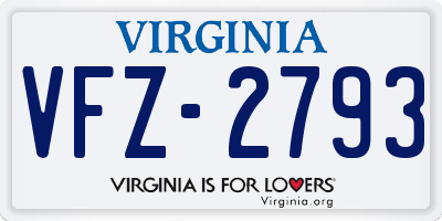 VA license plate VFZ2793