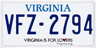 VA license plate VFZ2794