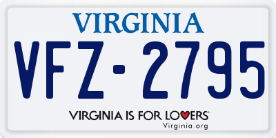 VA license plate VFZ2795