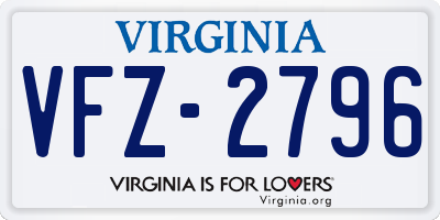 VA license plate VFZ2796