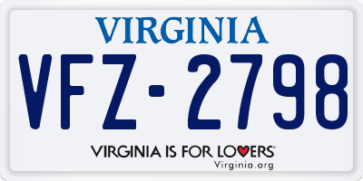 VA license plate VFZ2798