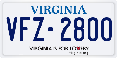 VA license plate VFZ2800