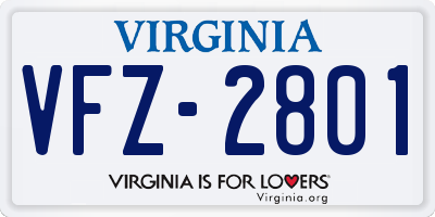 VA license plate VFZ2801