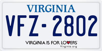 VA license plate VFZ2802