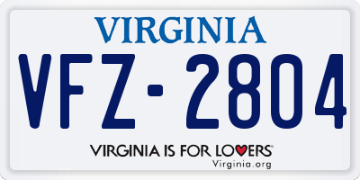 VA license plate VFZ2804