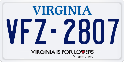 VA license plate VFZ2807