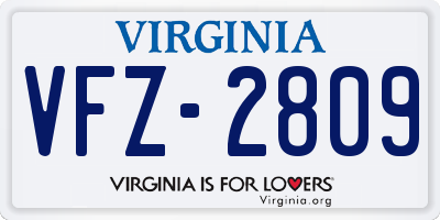 VA license plate VFZ2809