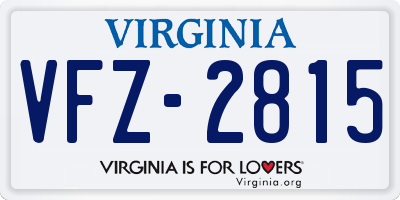 VA license plate VFZ2815