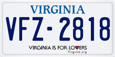 VA license plate VFZ2818