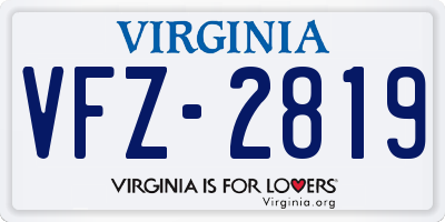 VA license plate VFZ2819