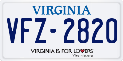 VA license plate VFZ2820