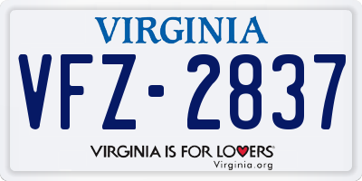 VA license plate VFZ2837