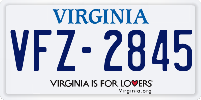 VA license plate VFZ2845