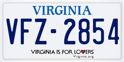 VA license plate VFZ2854