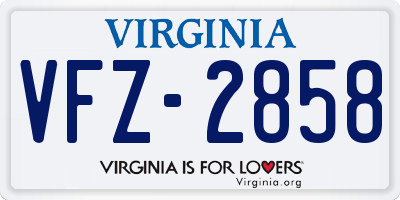 VA license plate VFZ2858