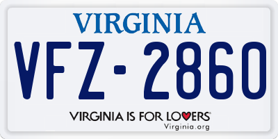 VA license plate VFZ2860