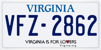 VA license plate VFZ2862