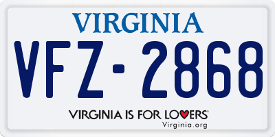 VA license plate VFZ2868