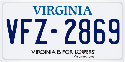 VA license plate VFZ2869