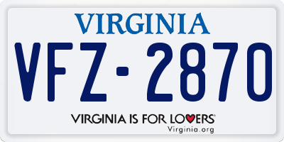 VA license plate VFZ2870