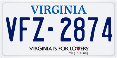 VA license plate VFZ2874