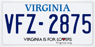 VA license plate VFZ2875
