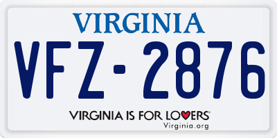 VA license plate VFZ2876