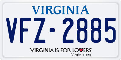 VA license plate VFZ2885