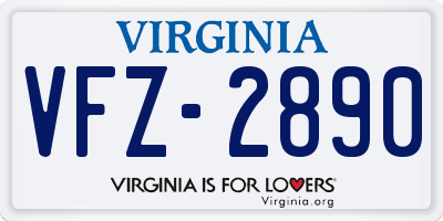 VA license plate VFZ2890