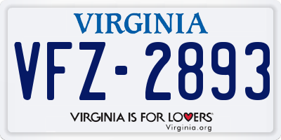 VA license plate VFZ2893