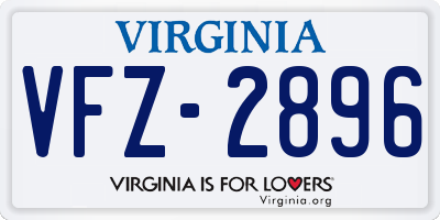 VA license plate VFZ2896